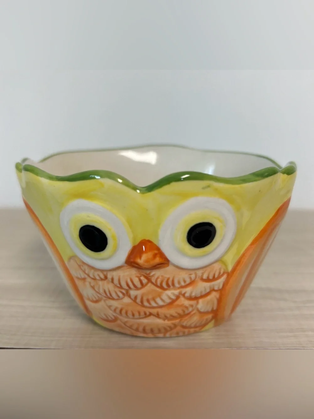 Pier 1 Nesting Colorful Handpainted Owl Ceramic Measuring Cup Set With Box